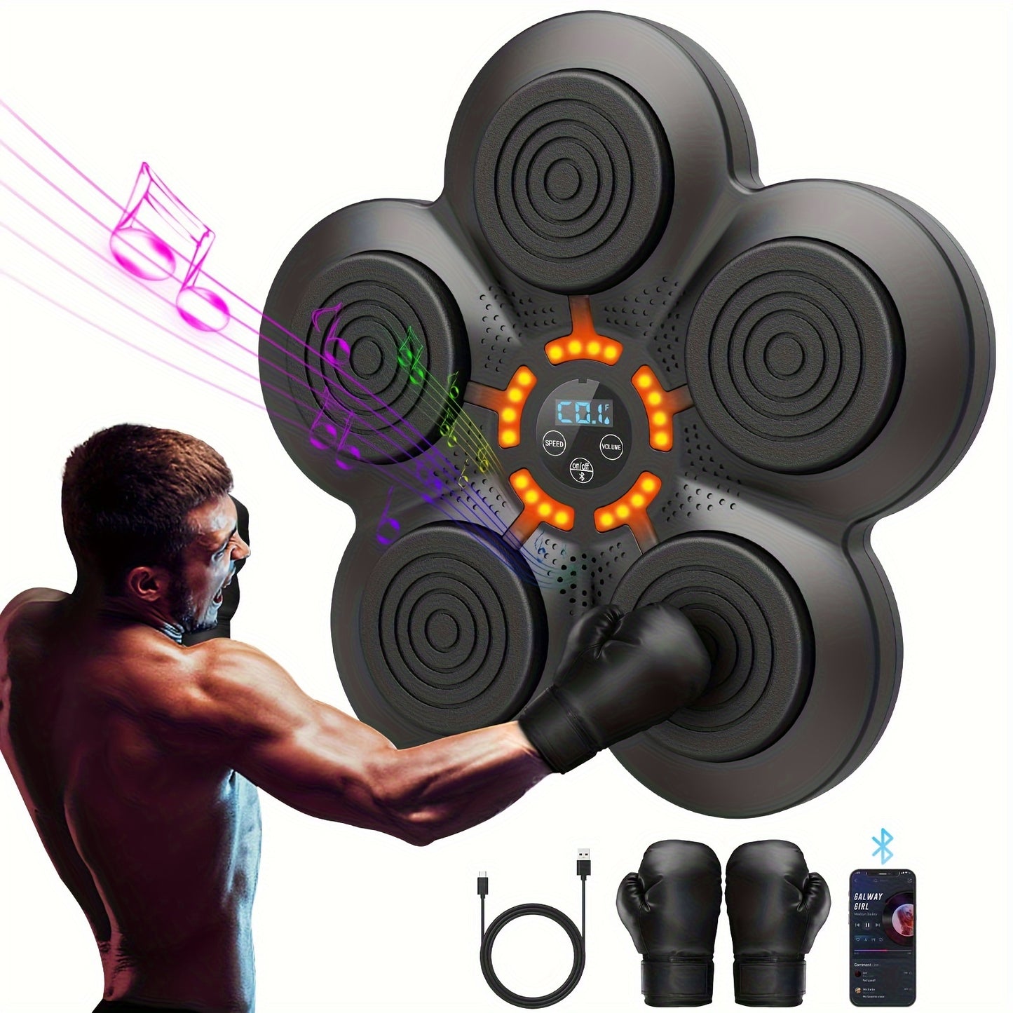 Smart Music Boxing Machine, Musical Boxing Machine Wall Mounted, Wall Mounted Boxing Training Punching Equipment, Can Play Music And Connect To Music Boxing Machine