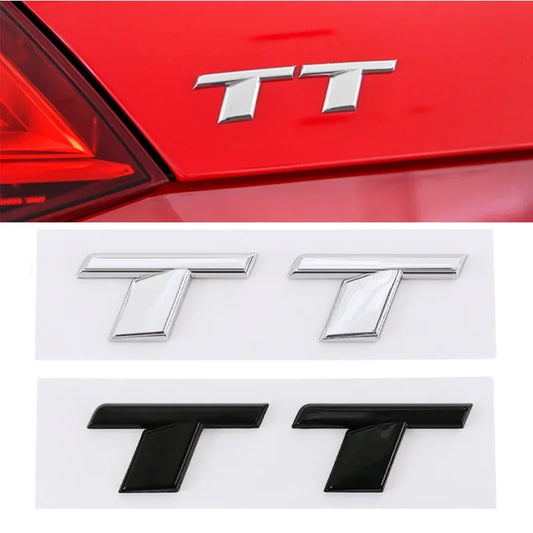 3d ABS Chrome Black TT Logo Letters Car Trunk Emblem Badge Decal For TT RS MK1 8N 8J MK3 8S MK2 TT Sticker Accessories