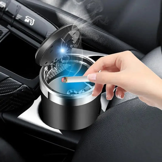 Car Ashtray With LED Light Portable Ashtray With Vacuum Anti Smell No Smell Seat Cup Holder Cigar Auto Sparts Mini Litter Bucket