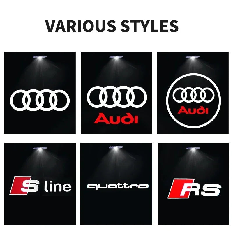 2pcs Car Door Lights Logo Projector HD Welcome Lights Accessories For Audi sline RS Q2 Q3 Q5 Q7 Q8 A3 A4 A5 A6 A7 R8 B5 B6 B7 B8