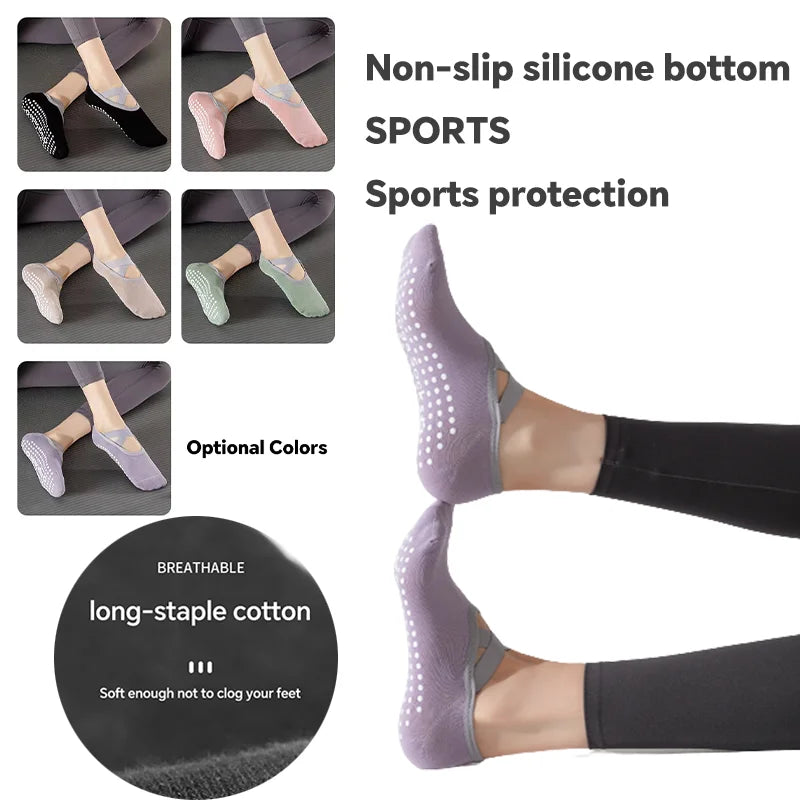 Yoga Socks for Women Nylon Pure Cotton Non slip Section Bandage Sports Ballet Dance Sock Moisture Absorption Perspiration