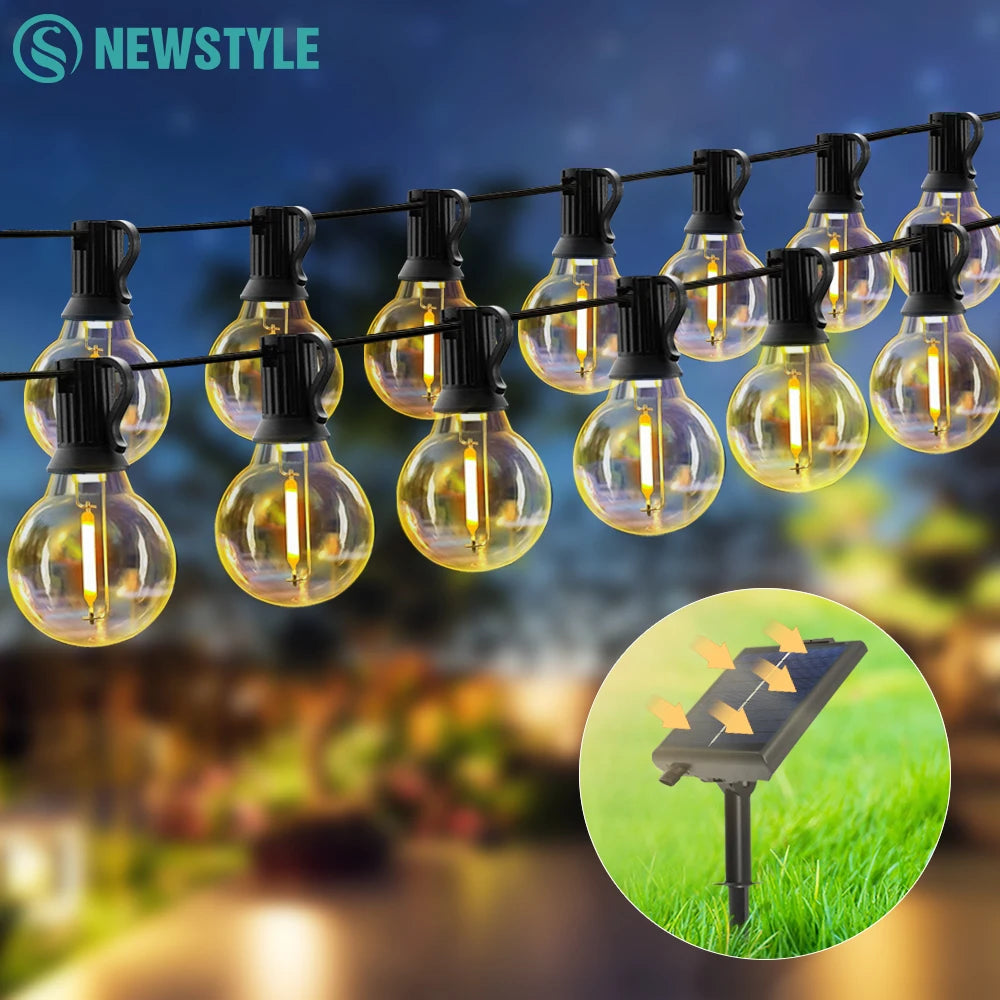 Solar String Lights Outdoor Waterproof G40 10M 20Bulb Globe Outdoor Solar Lights With Remote For Outside Patio Backyard Garden