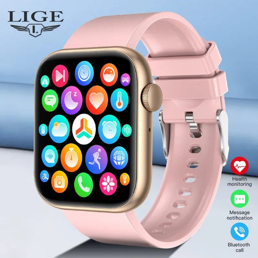 LIGE Smart Watch For Women Full Touch Screen Bluetooth Call Waterproof Watches Sport Fitness Tracker Smartwatch Lady Reloj Mujer