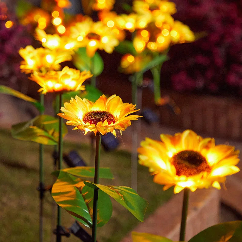 1/3 Head Solar Simulation Sunflower Light Waterproof LED Lawn Light Outdoor Garden Night Lights For Home Decor Landscape Lamp