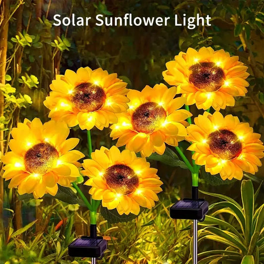 1/3 Head Solar Simulation Sunflower Light Waterproof LED Lawn Light Outdoor Garden Night Lights For Home Decor Landscape Lamp