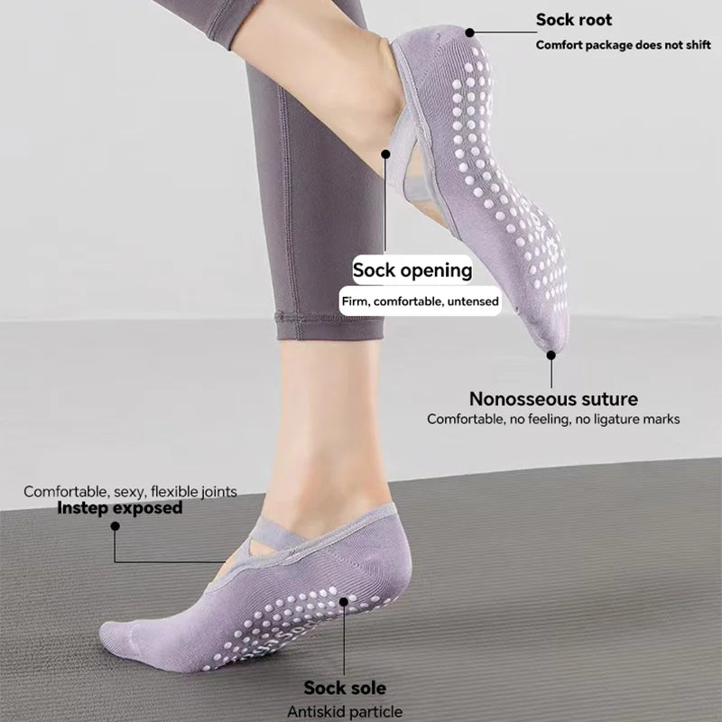 Yoga Socks for Women Nylon Pure Cotton Non slip Section Bandage Sports Ballet Dance Sock Moisture Absorption Perspiration