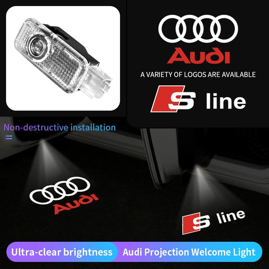 2pcs Led Car Door Welcome Lights for Audi A1 A3 8P 8V A4 A5 A6 A7 A8 Q3 Q5 Q7 Q8 Sline TT Logo Projector Ghost Shadow Lamp