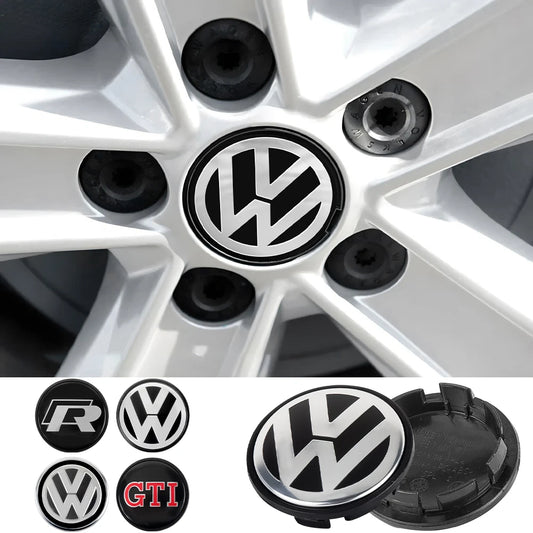 4pcs Car Wheel Center Cover Stickers Hub Cap Auto decoration accessories For Volkswagen R Golf 4 Motion GTI Polo Touran Octavia