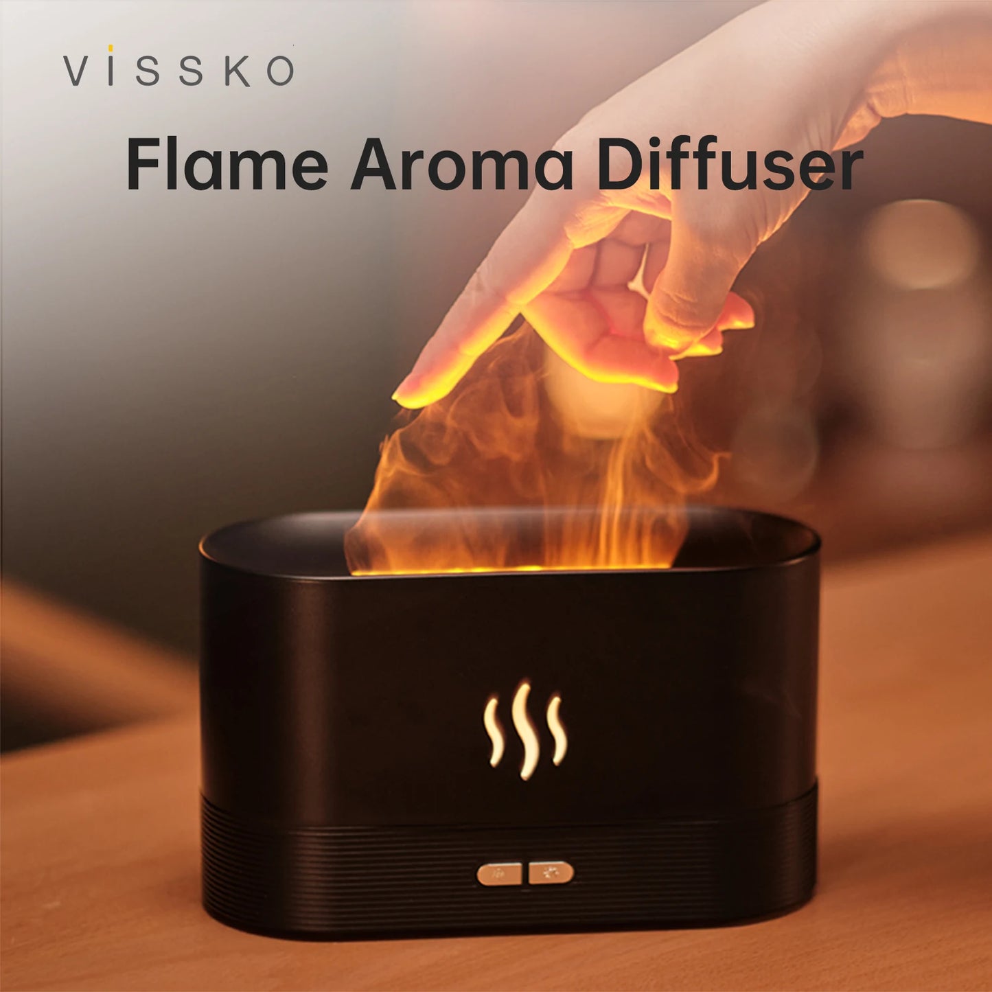 Vissko Aroma Diffuser 180ML Air Humidifier Ultrasonic Aromatherapy Cool Mist Maker Essential Oil Flame Lamp Difusors For Home