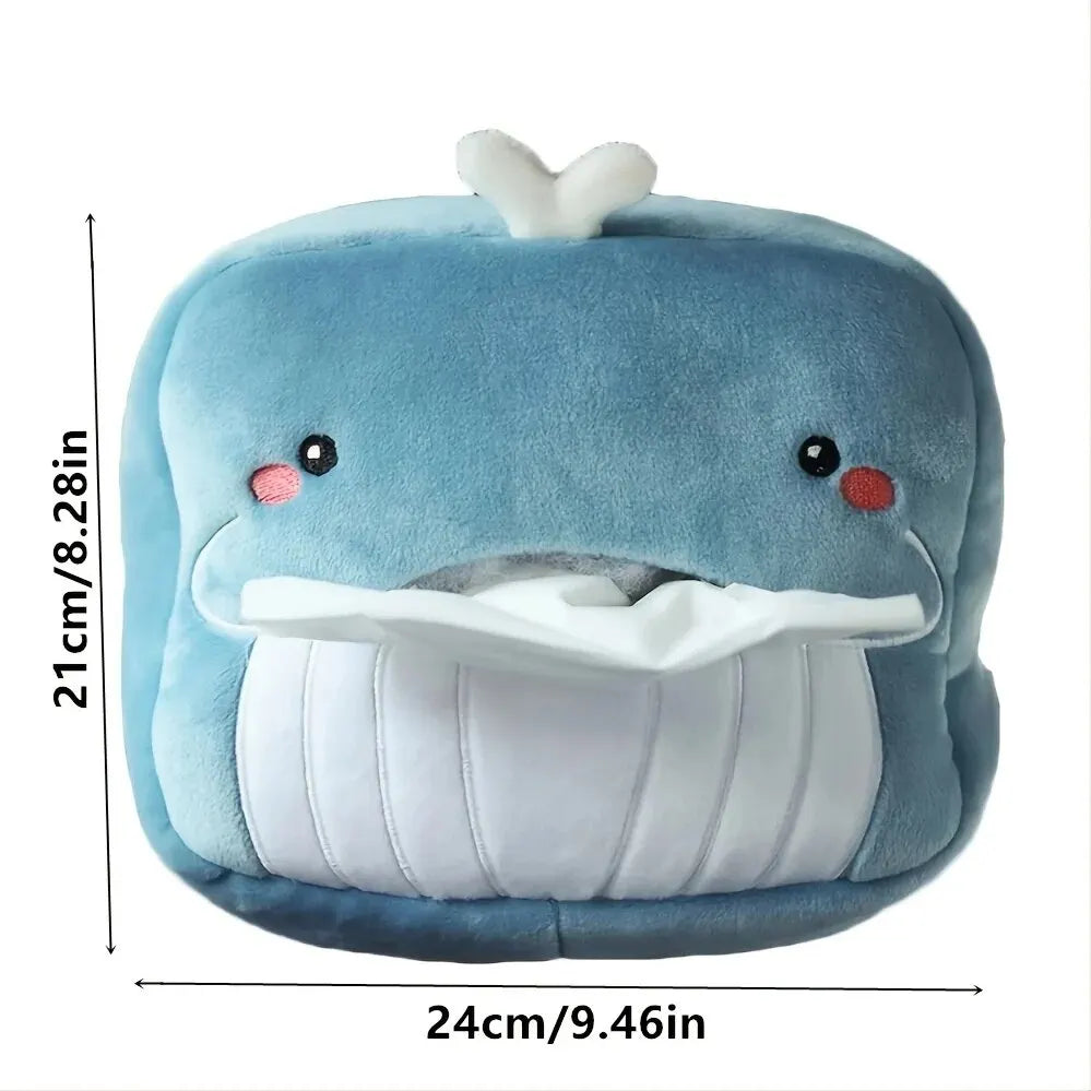 1pc Cute Cartoon Car Tissue Box Plush Napkin Holder Universal Auto Home Room Paper Case Animal Decoration Bracket