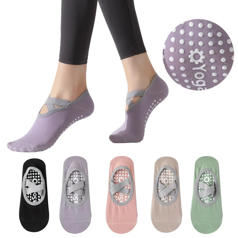 Yoga Socks for Women Nylon Pure Cotton Non slip Section Bandage Sports Ballet Dance Sock Moisture Absorption Perspiration